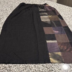 Elegant Black and Multicolor Patchwork A-Line Skirt